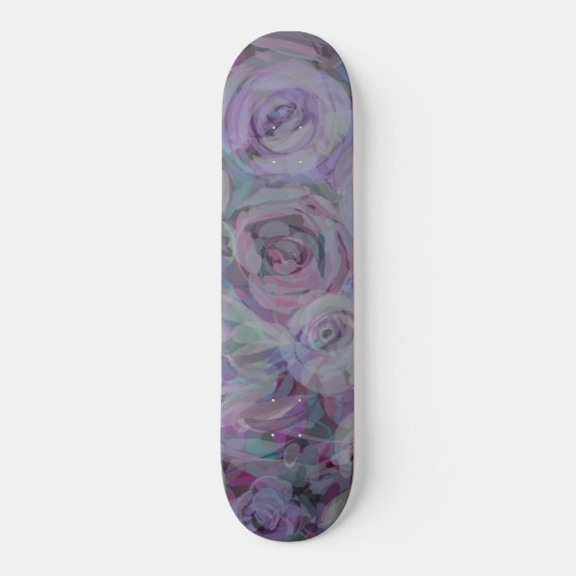 Lavender Roses Watercolor Skateboard (Front)