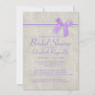 Lavender Rustic Burlap Bridal Shower Invitations