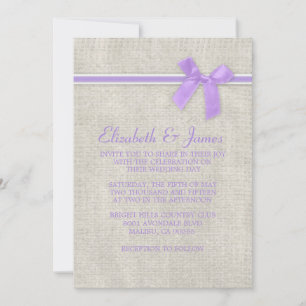 Lavender Rustic Burlap Wedding Invitations