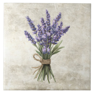 Lavender Rustic Floral Faux Ceramic Tile
