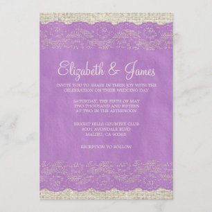 Lavender Rustic Lace Wedding Invitations