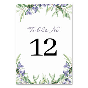 Lavender Rustic olive Seating Plan Wedding Table Number