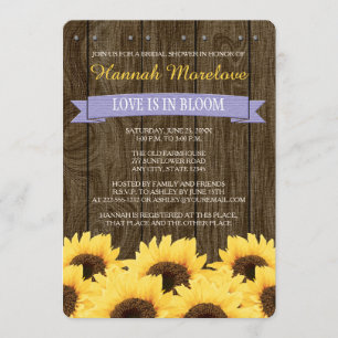 LAVENDER RUSTIC SUNFLOWER BRIDAL SHOWER INVITATION