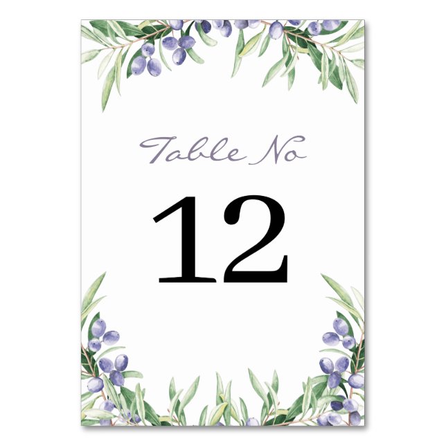 Lavender Rustic Tree Seating Plan Wedding Table Number (Front)