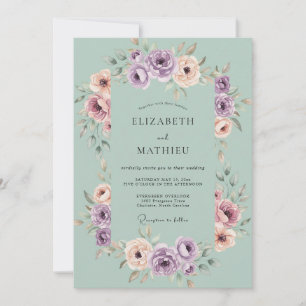 Lavender Sage Floral Watercolor Wedding Invitation