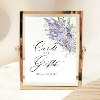 Lavender Sage Green Floral Cards & Gifts Wedding Pedestal Sign