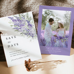 Lavender & Sage Green Floral Photo Wedding Save The Date