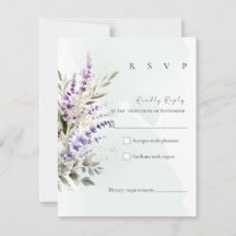 Lavender & Sage Green Watercolor RSVP Card