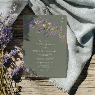 Lavender Sage Hand Painted Floral wedding Invitation