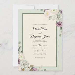 Lavender Sage Leaf Wedding Invitation