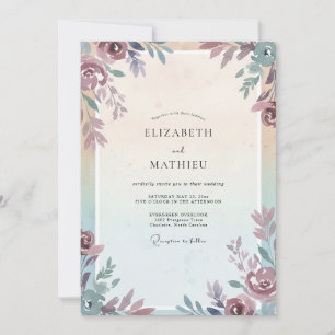 Lavender Sage Peony Wedding Invitation