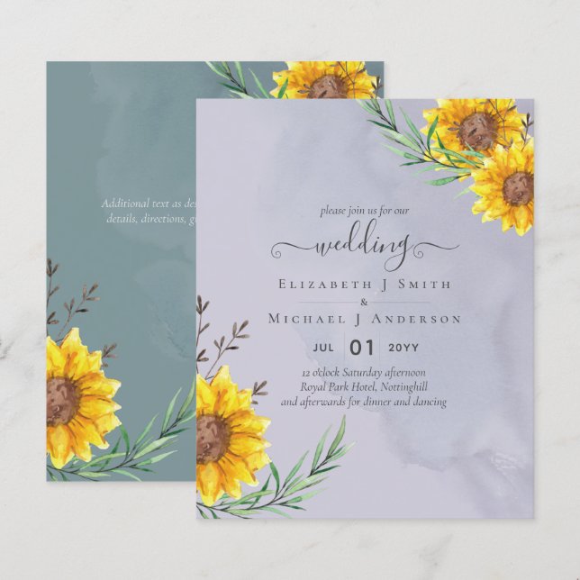 Lavender Sage Sunflowers Rustic Boho Wedding (Front/Back)