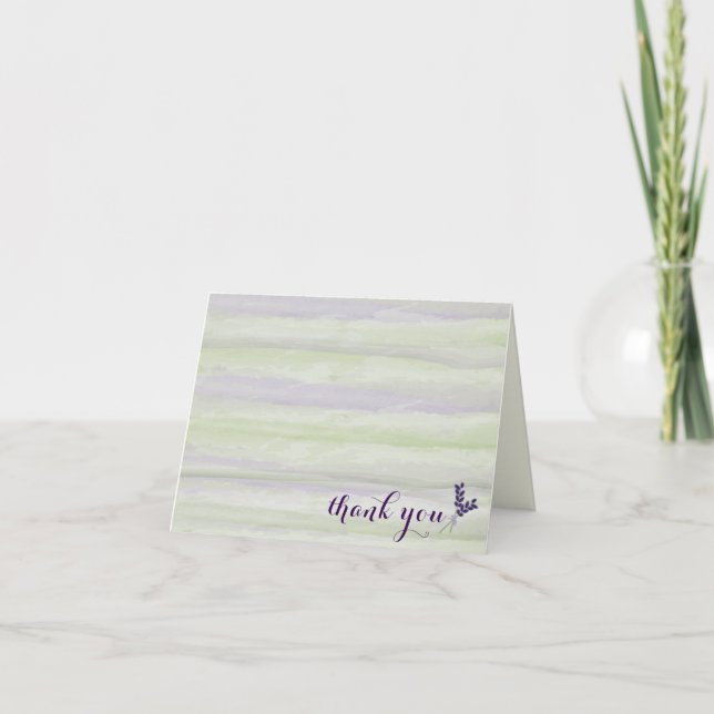 Lavender & Sage Watercolor Wedding Thank You Card (Front)