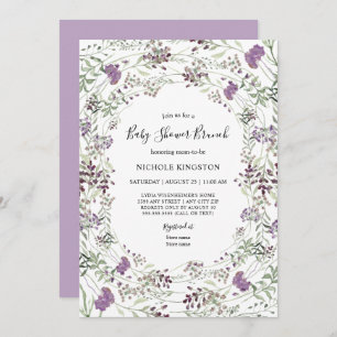 Lavender Sage Wildflower Baby Shower Brunch Invitation