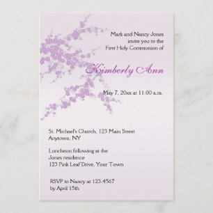 Lavender Sakura Communion Invitation
