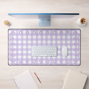 Lavender Scalloped Gingham Wavy Border Desk Mat