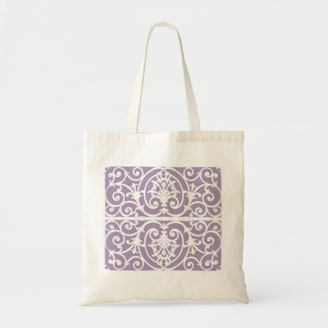 Lavender scrollwork pattern tote bag (Front)