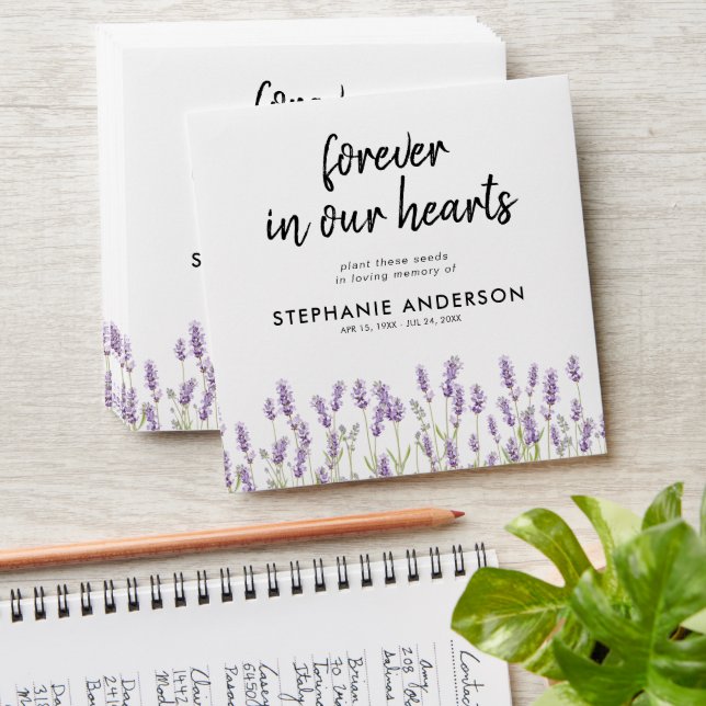 Lavender Seed Packet Funeral Memorial Envelope (Stacked)