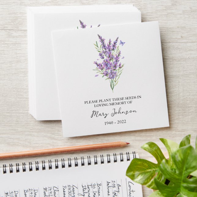 Lavender Seed Packet Memorial Funeral Envelope (Stacked)