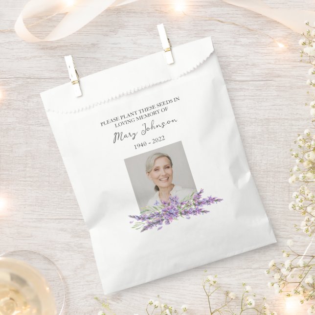 Lavender Seed Packet Memorial Funeral Favour Bag (Clipped)