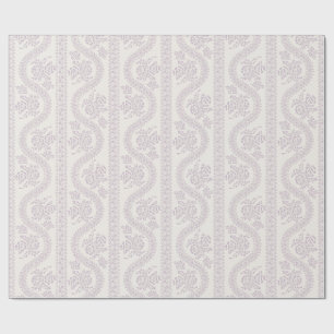 Lavender Serpentine Floral Stripe, Bone Wrapping Paper