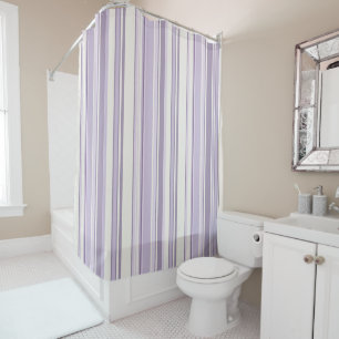 Lavender Shades Soft Ivory Stripes Shower Curtain