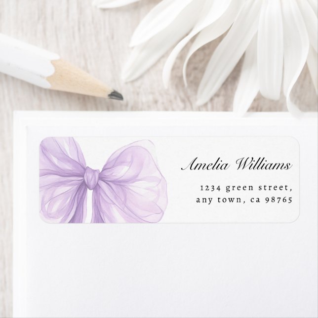 Lavender Sheer Bow Elegant Address Return Address Label (Insitu)