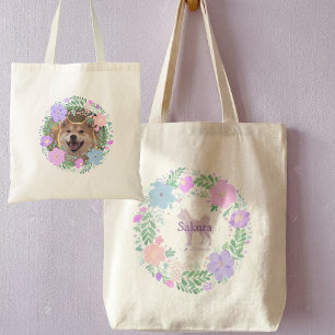 Lavender Shiba Inu Floral Tote – Custom Pet Lover Bag