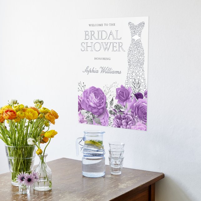Lavender & Silver Bridal Shower Large Welcome Sign (Laydown (Kitchen))