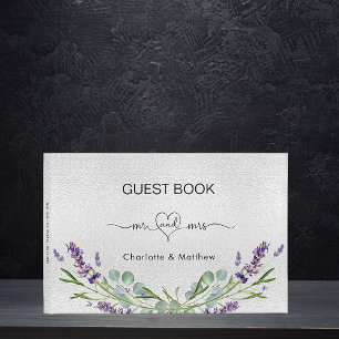 Lavender silver eucalyptus mr mrs wedding guest book
