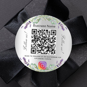 Lavender silver floral business qr code instagram  classic round sticker