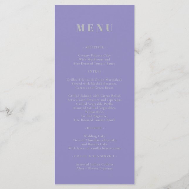 Lavender Silver Menu Simple (Front)