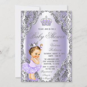 Lavender Silver Princess Baby Shower Invitation