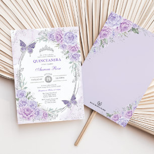 Lavender Silver Quinceanera Mis Quince 15 Anos Invitation