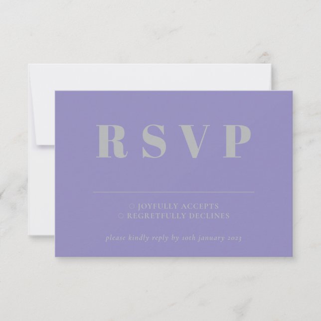 Lavender Silver RSVP Wedding Response (Front)