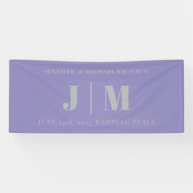 Lavender Silver Simple Wedding day party Banner (Horizontal)