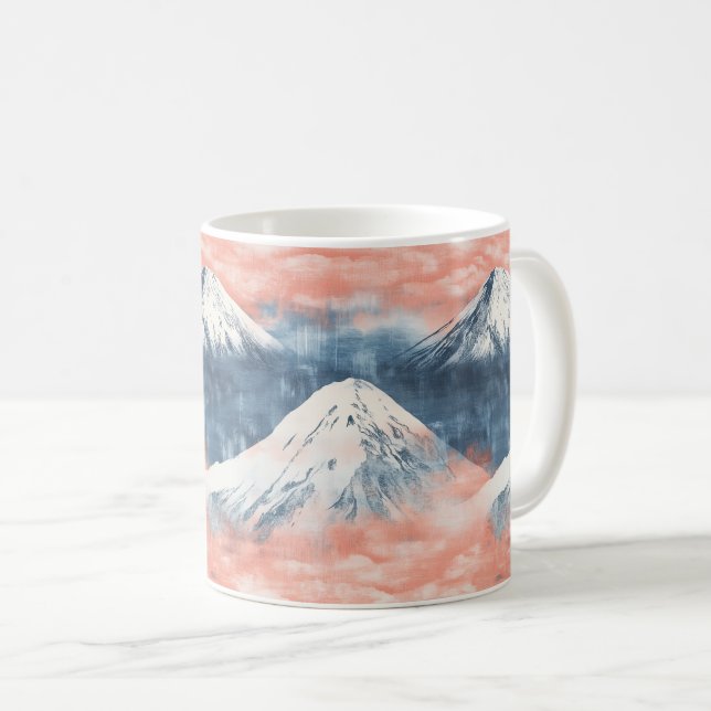 Lavender Silver Snow Mountain Sunset Pattern Coffee Mug (Front Right)