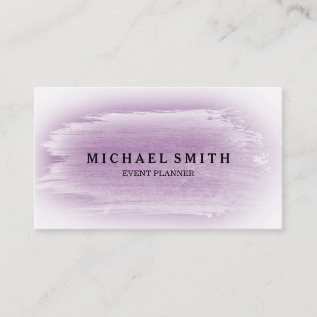 Lavender & Silver Watercolor Texture Business Card (Front)