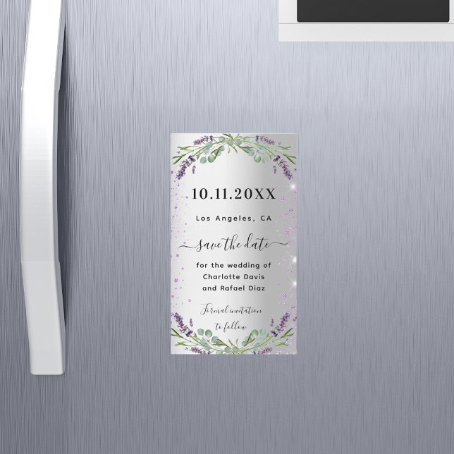 Lavender silver wedding Save the Date magnet (Creator Uploaded)