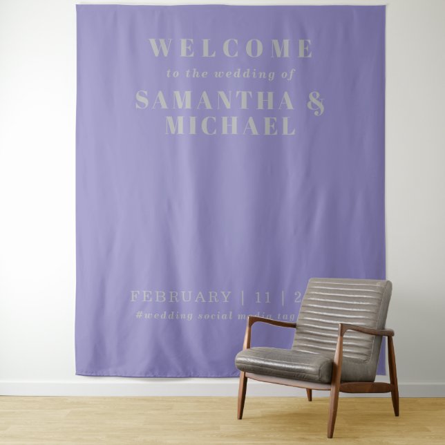 Lavender Silver Welcome to the wedding Tapestry (In Situ)
