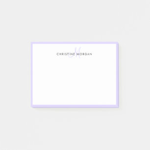 Lavender simple chic minimalist monogram name post-it notes
