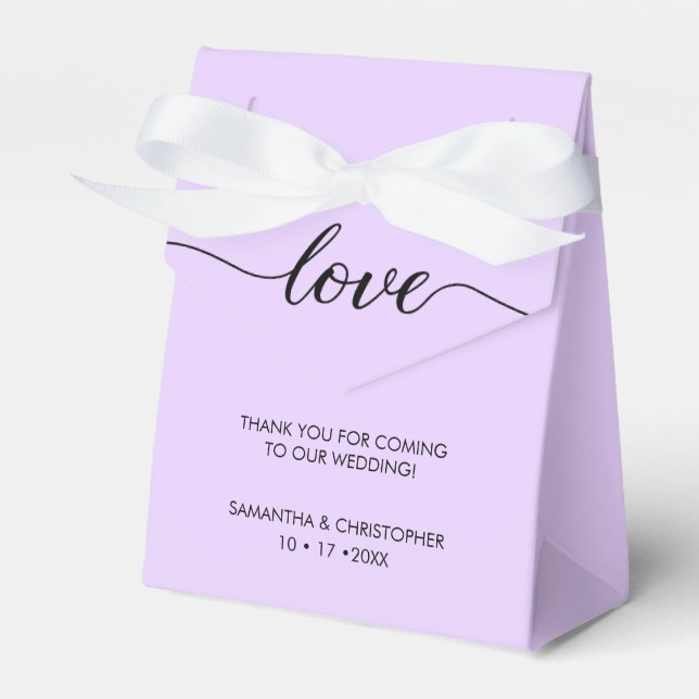 Lavender Simple & Elegant Love Wedding ScrIpt  Favour Box (Front Side)