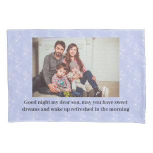 Lavender Simple Floral Blue w/ Photo Pillowcase
