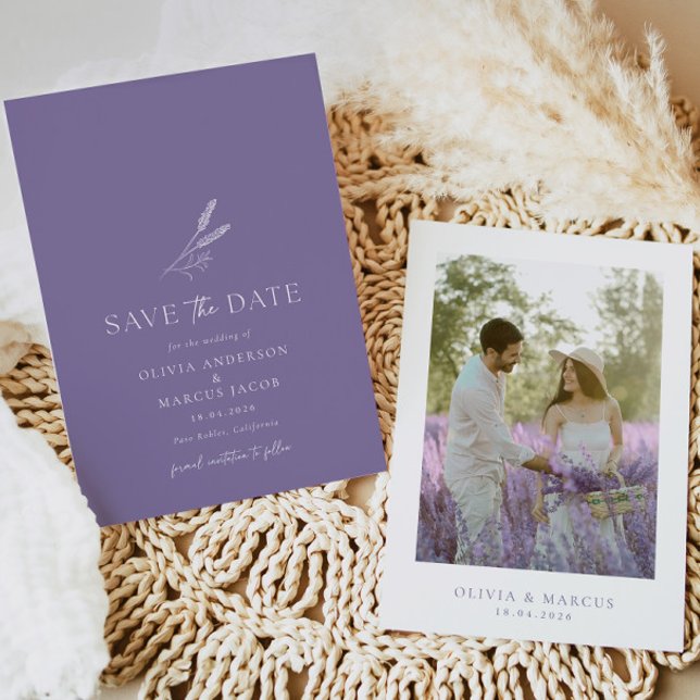 Lavender Simple Wedding Save The Date Invitation (Front/Back)