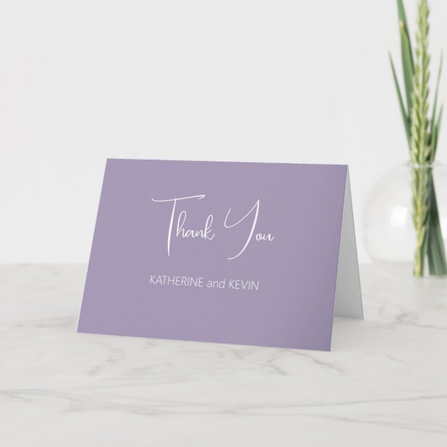Lavender Simple Wedding Thank You Card (Front)