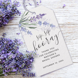 Lavender Sip Sip Hooray Favour Bridal Shower Gift Tags