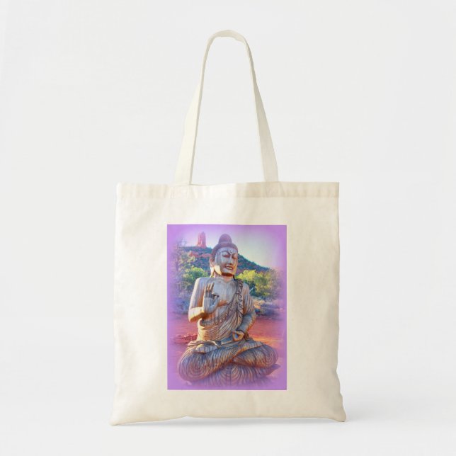 lavender sitting buddha tote bag (Front)