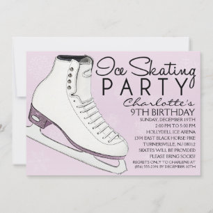 Lavender Skate Mates Ice Skating Birthday Party Invitation