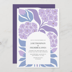 Lavender Sky Abstract Floral Modern Spring Wedding Invitation