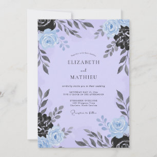 Lavender Slate Rose Wedding Invitation